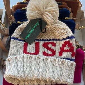 USA Knit Beanie with Pom Pom